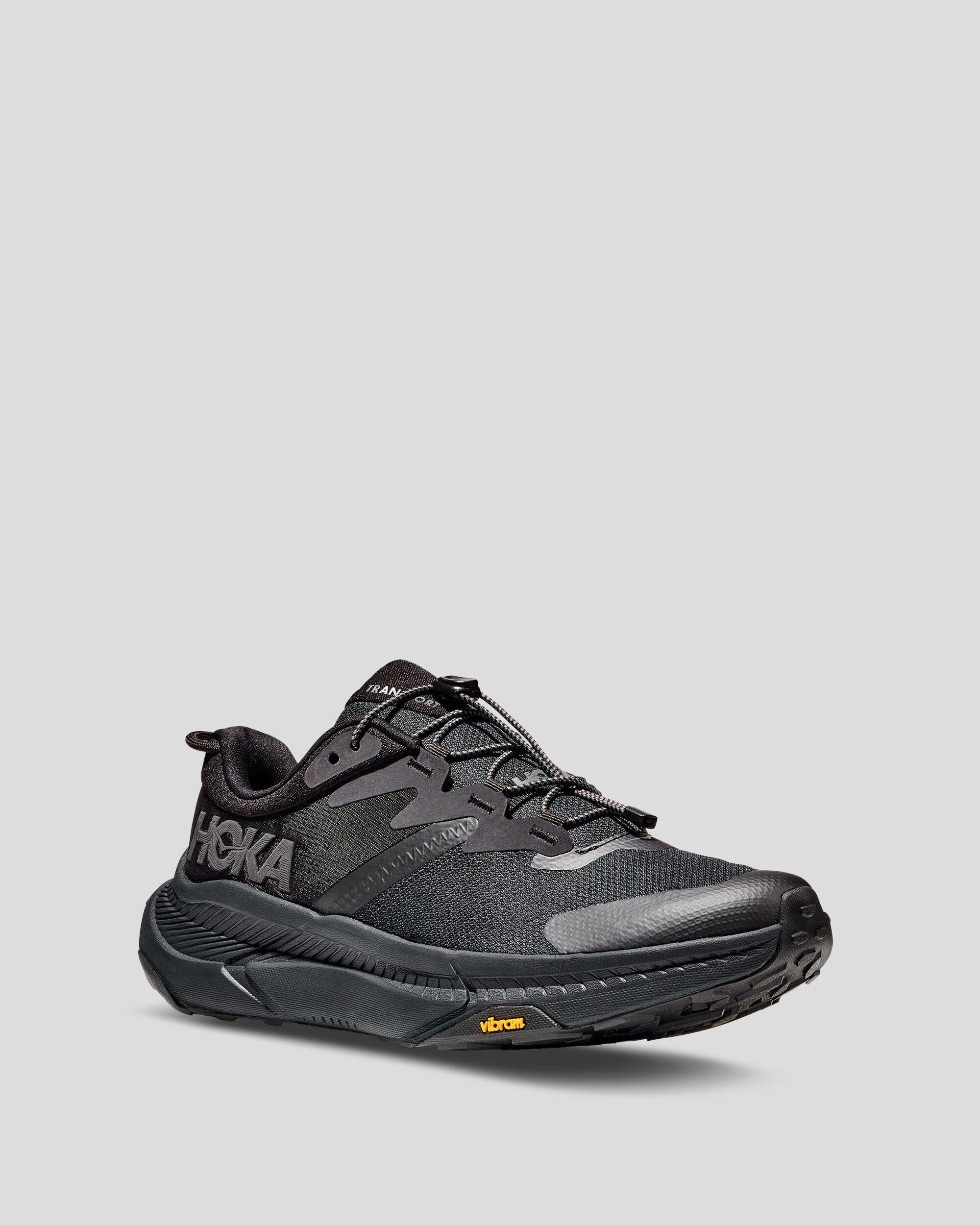 Women's Hoka Transport Walking Shoes - Black/Black
