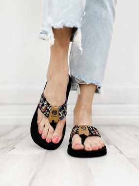 Yellowbox Frisia Flip Flop Shoes in Black Multi